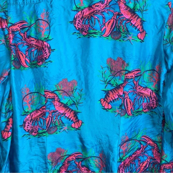 J.Crew Collection Lobster Print Silk Twill Button Down Shirt Size 4 - Picture 5 of 6